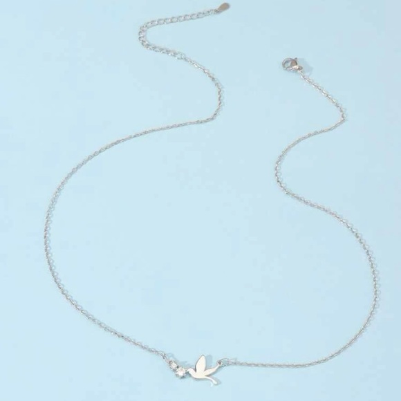 Cubic Zirconia Decor Bird Charm Necklace - Picture 2 of 3